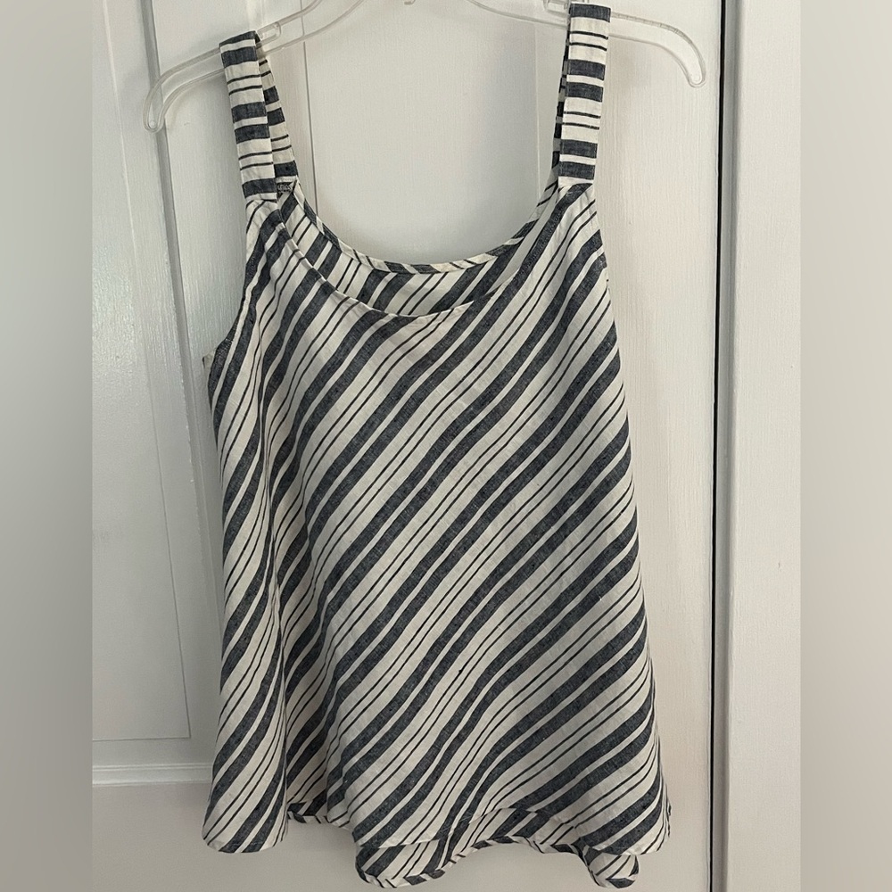 Artisan NY 100% Linen Sleeveless Striped Tank Top Size Medium Beachy Summer